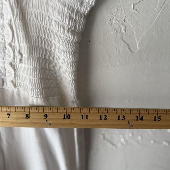 Vintage Byer Too‎ Jumpsuit Retro Medium Lace Up Smocked Bodice Wide Leg 90s - Picture 6 of 9